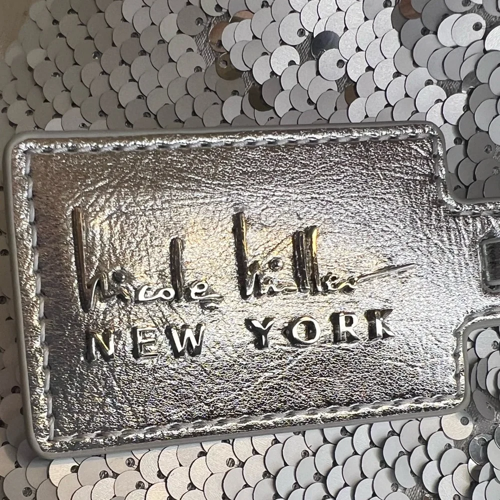 NICOLE MILLER SILVER SEQUIN MINI BAG NEW - Picture 5 of 8